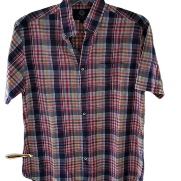 Viyella Short Sleeve Plaid Button Down Large - Picture 1 of 5